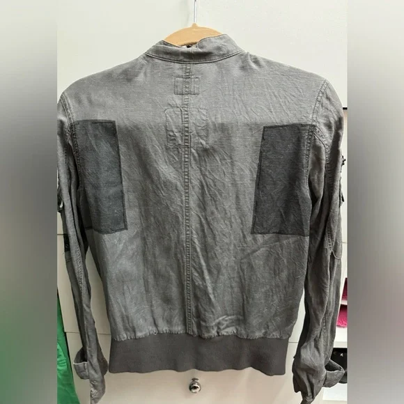 G Star Grey Linen Bomber Jacket size Medium - Picture 5 of 15